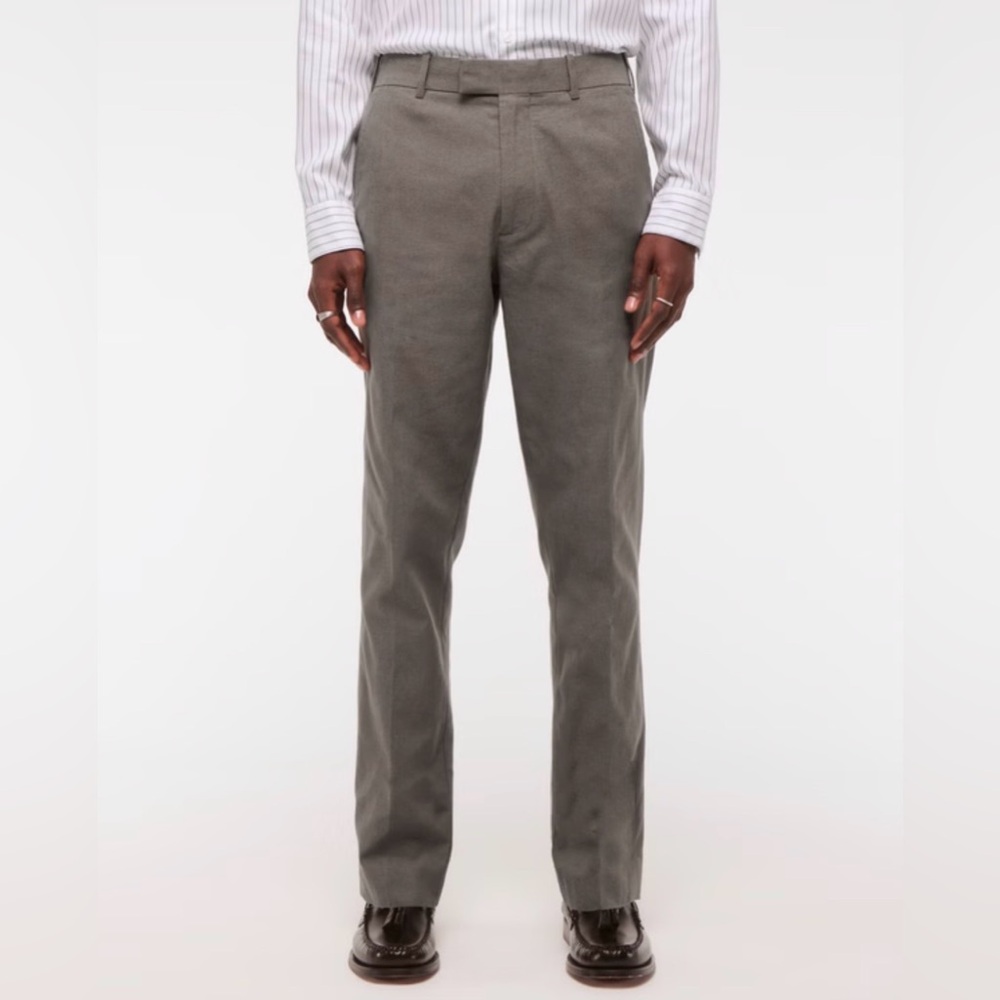 A&F Collins Slim Linen-Blend Suit Pant - Gray-Brown (34x34)